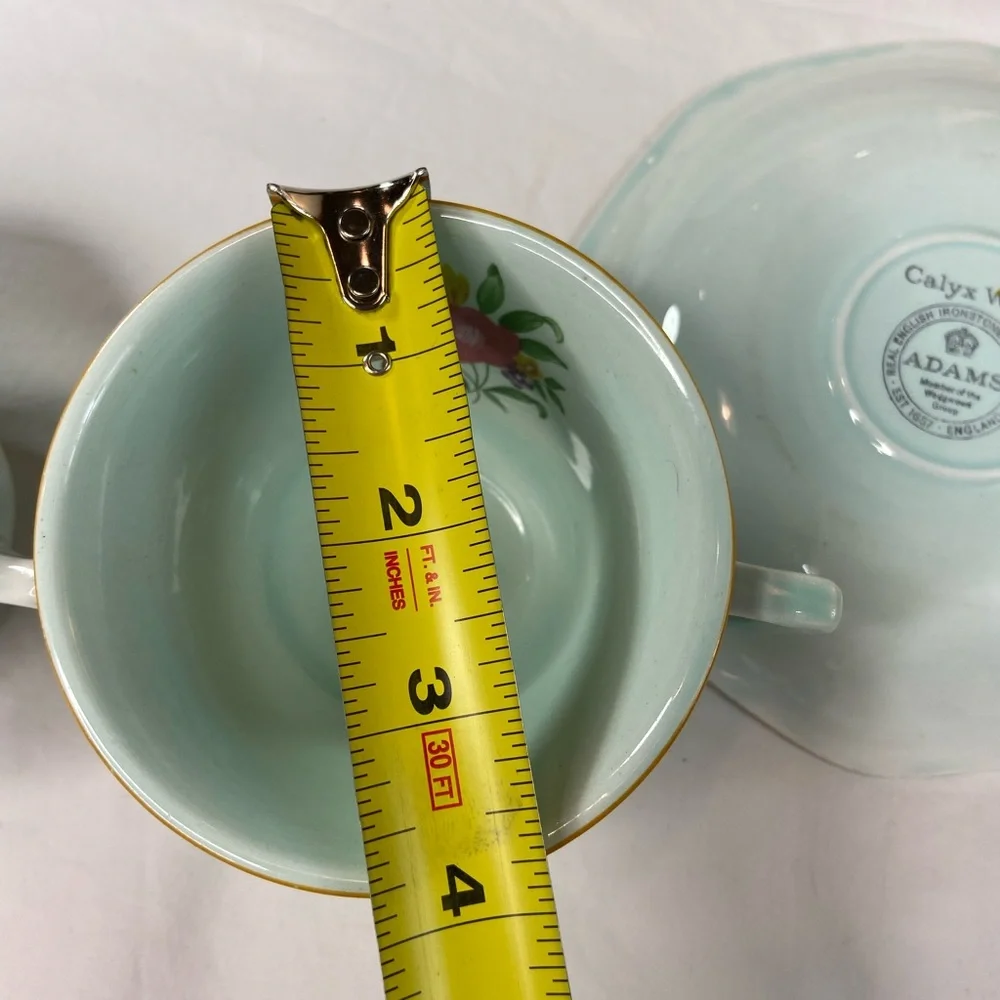 Vintage Adams Calyx Ware Lowestoft Teacup & Saucers set of 2 sizes
